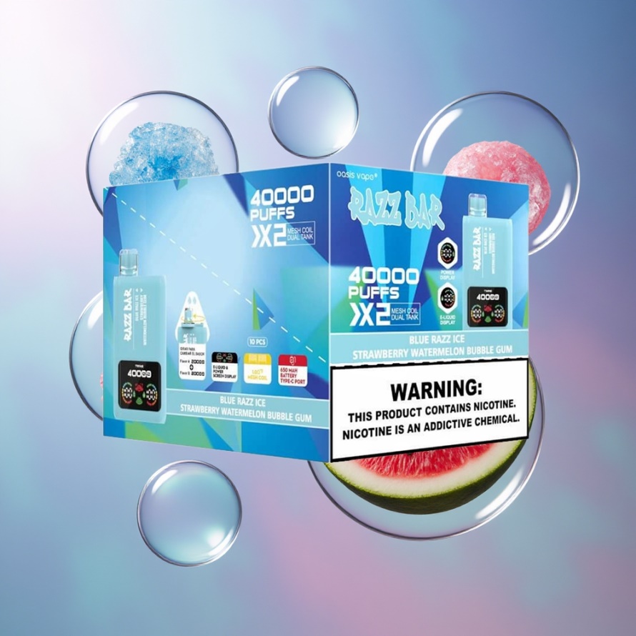 Razz Bar 40000 Puffs Engångsvape Blå Hallon Is/Jordgubb Vattenmelon Tuggummi – Svensk Grossist