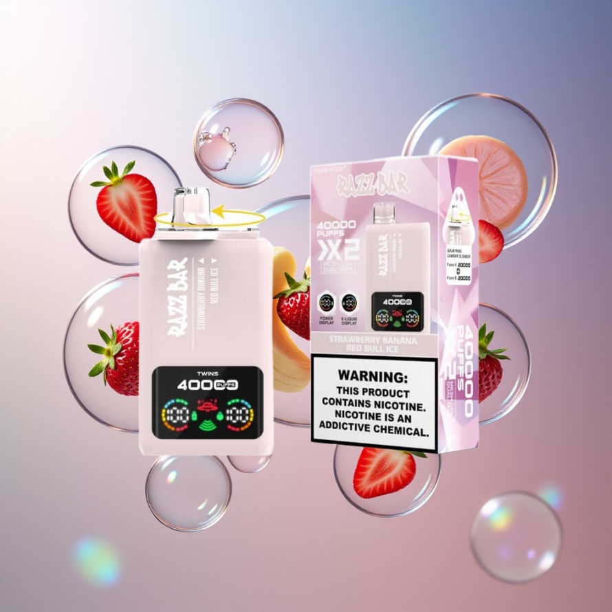 Razz Bar 40000 Puffs Engångsvape Jordgubb/Banan & Red Bull Is – Svensk Grossist