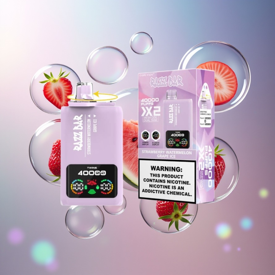 Razz Bar 40000 Puffs Engångsvape Jordgubb/Vattenmelon/Vindruvis – Svensk Grossist