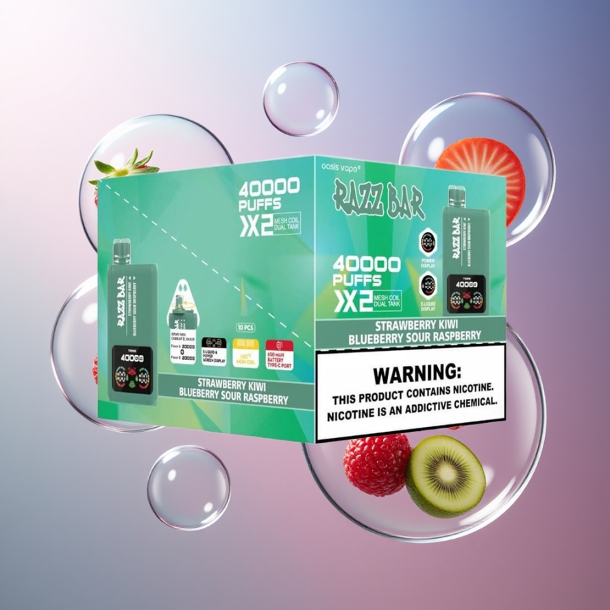 Razz Bar 40000 Puffs Engångsvape Jordgubbkiwi/Blåbär Sur Hallon – Svensk Grossist