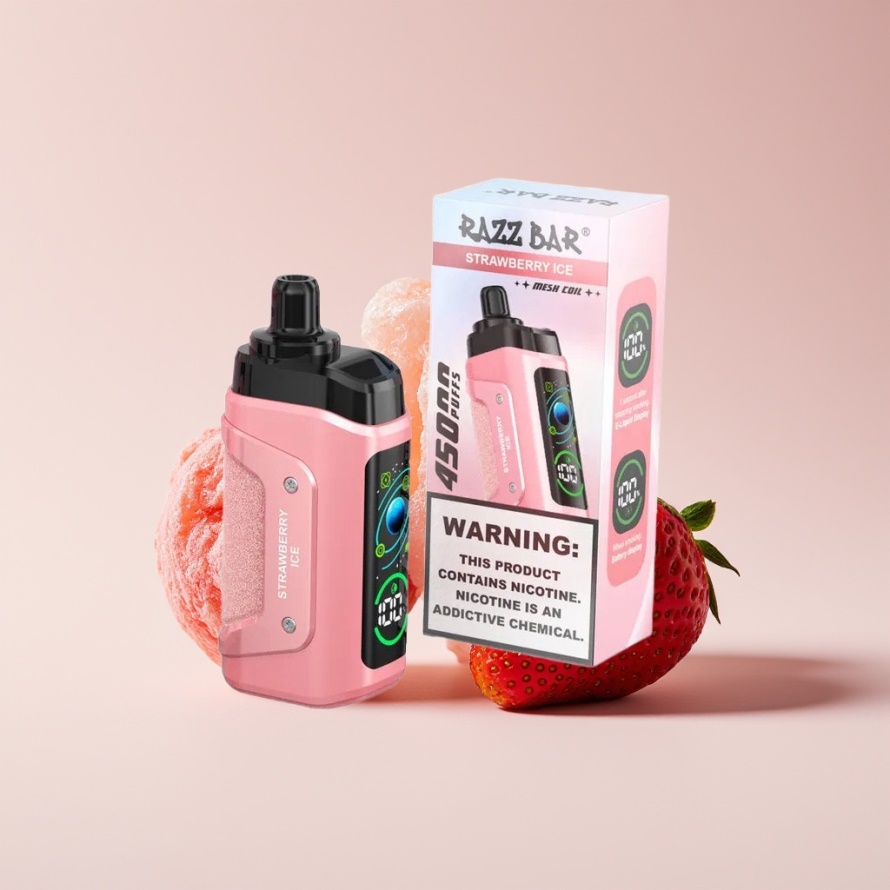 Razz Bar 45000 Puffs Engångsvape Jordgubb Is – Perfekt för svensk grossist