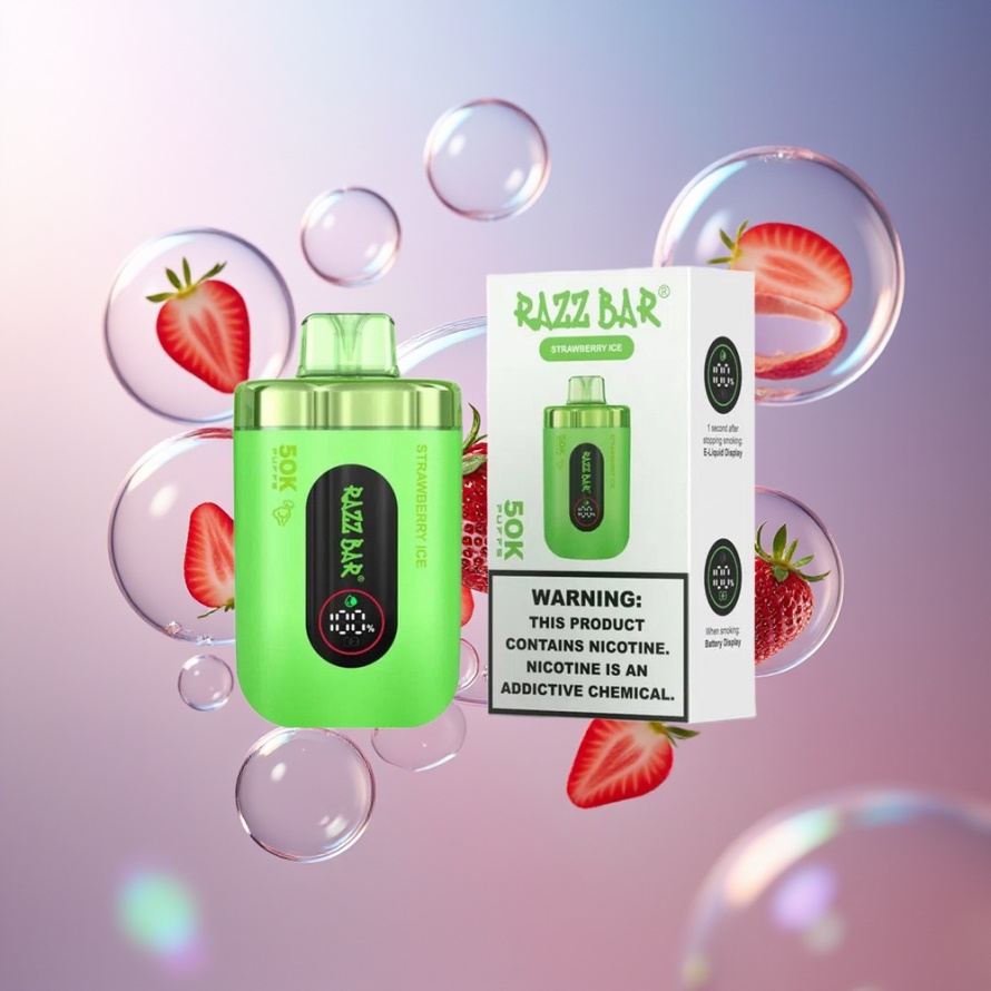 Razz Bar 50K Puffs Engångs Vape Jordgubb Is – Svensk Grossist