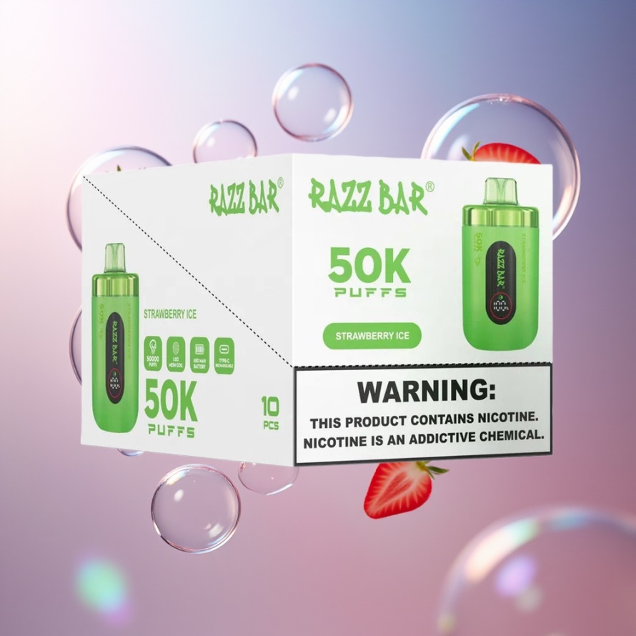 Razz Bar 50K Puffs Engångs Vape Jordgubb Is – Svensk Grossist