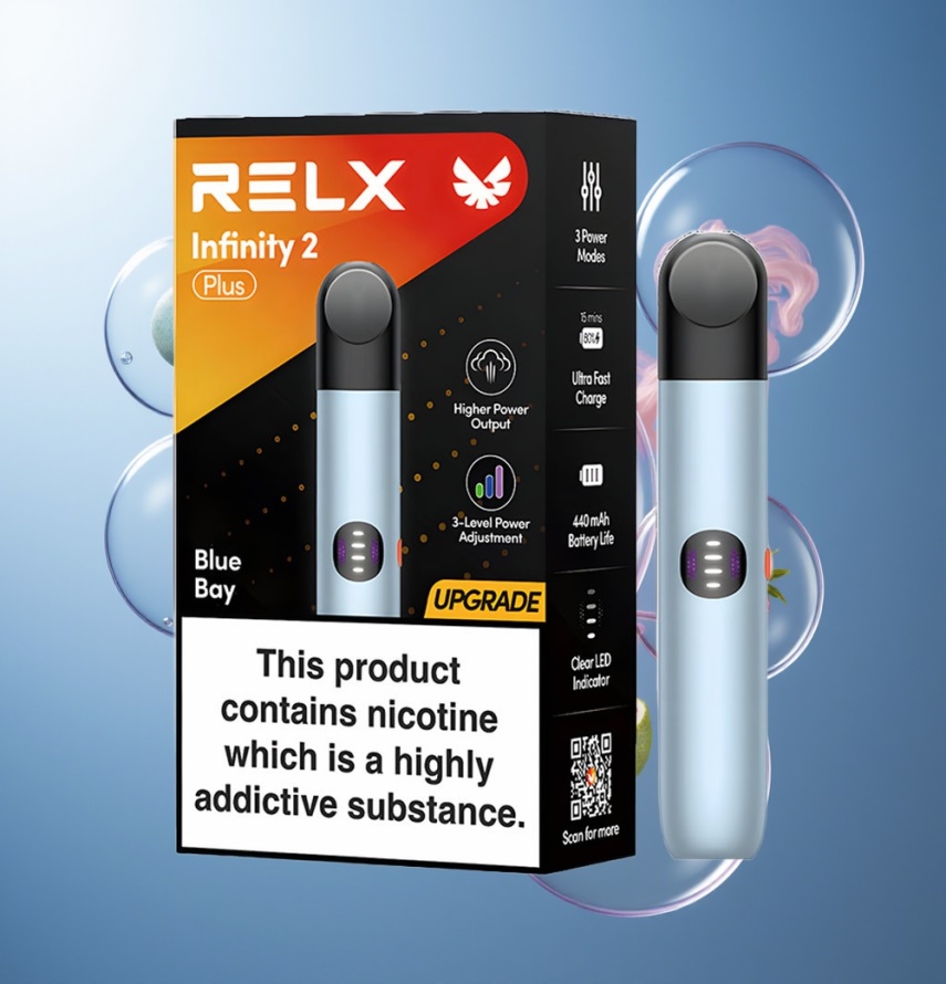 RELX Infinity 2 Plus Enhet Blå Bukt – Justerbar 10W, 440mAh, Svensk Grossist