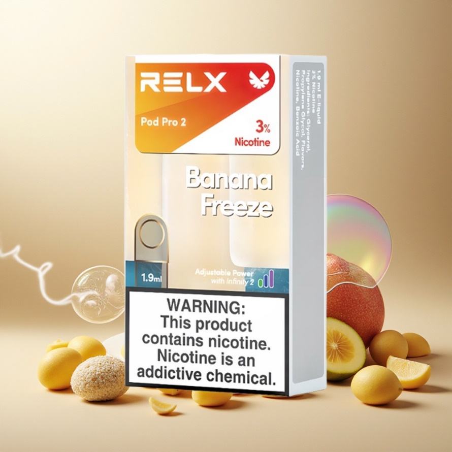 Relx Pod Pro 2 Svensk Grossist 3%/5% Nikotin 1.9ml 600 puffar 3 Spänningslägen Banan Frysa