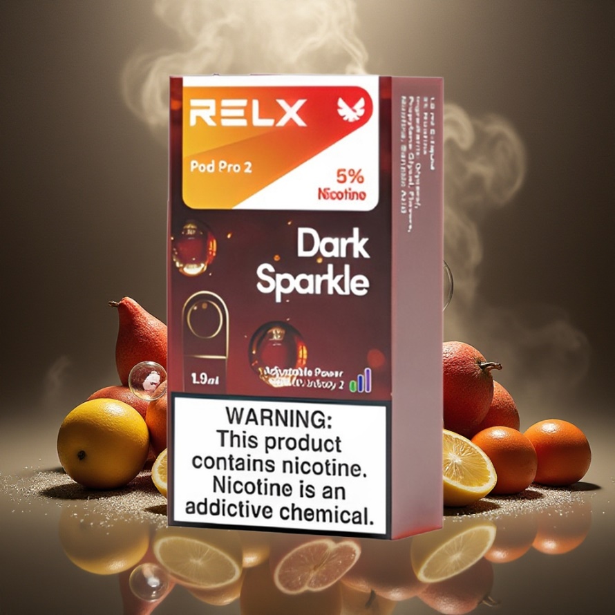 Relx Pod Pro 2 Svensk Grossist 3%/5% Nikotin 600 Puffar 1.9ml Mörk Glitter 3 Spänningslägen