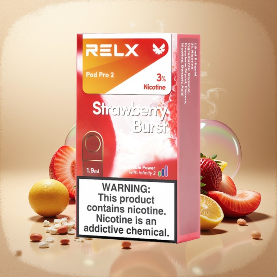 Relx Pod Pro 2 Svensk Grossist Jordgubbssmak 1.9ml/600 puff 3%/5% Nikotin 3 Spänningslägen