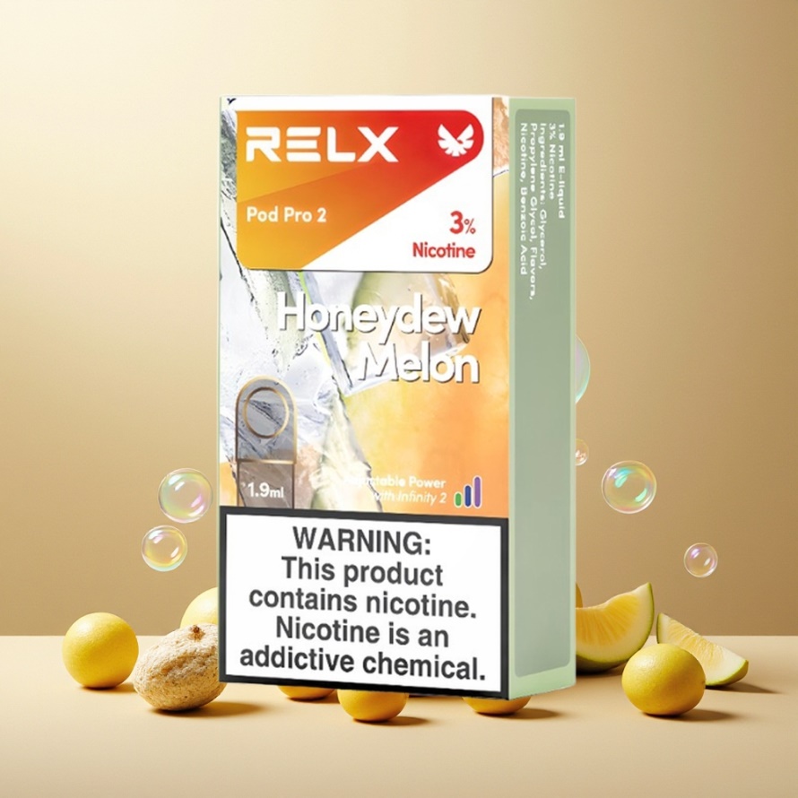 Relx Pod Pro 2 Vape Enhet Honungsmelon 5% Nikotin 600 puff 1.9ml 3 Spänningsinställningar svensk grossist