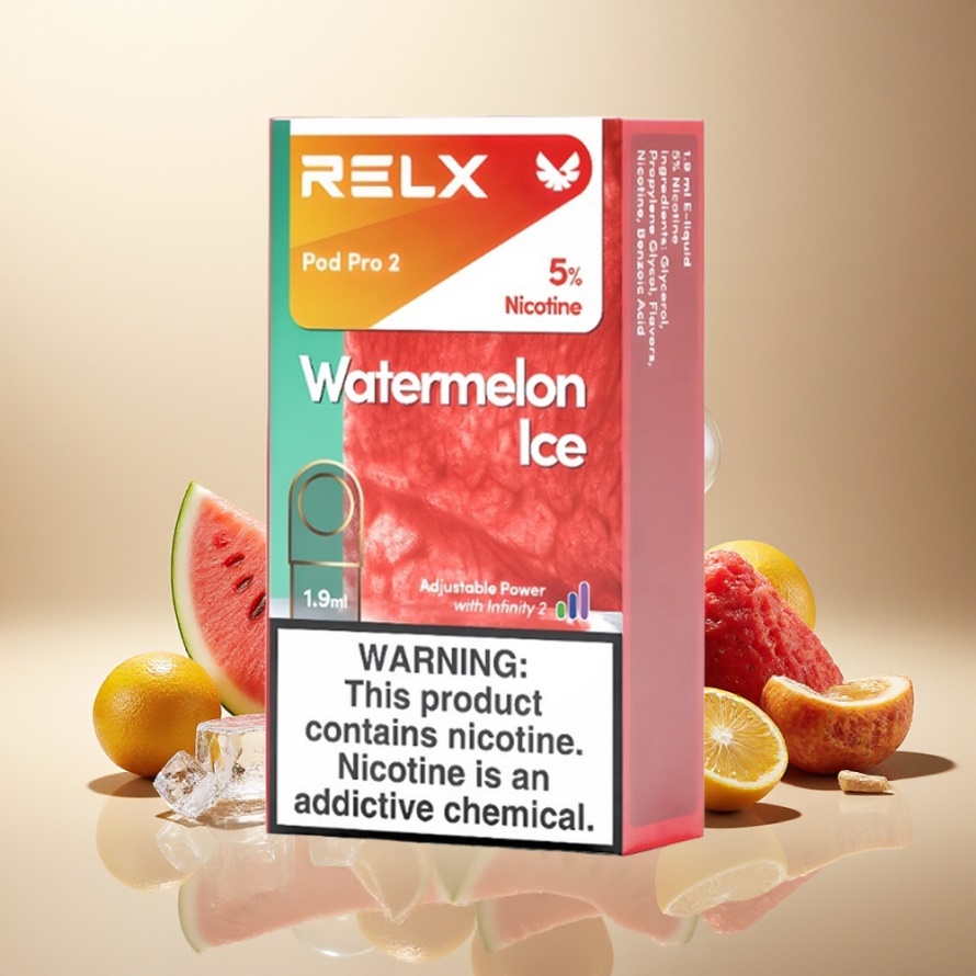 Relx Pod Pro 2 Vape-enhet Vattenmelon Is 5% Nikotin 1.9ml 600 puff 3 Spänningslägen svensk grossist