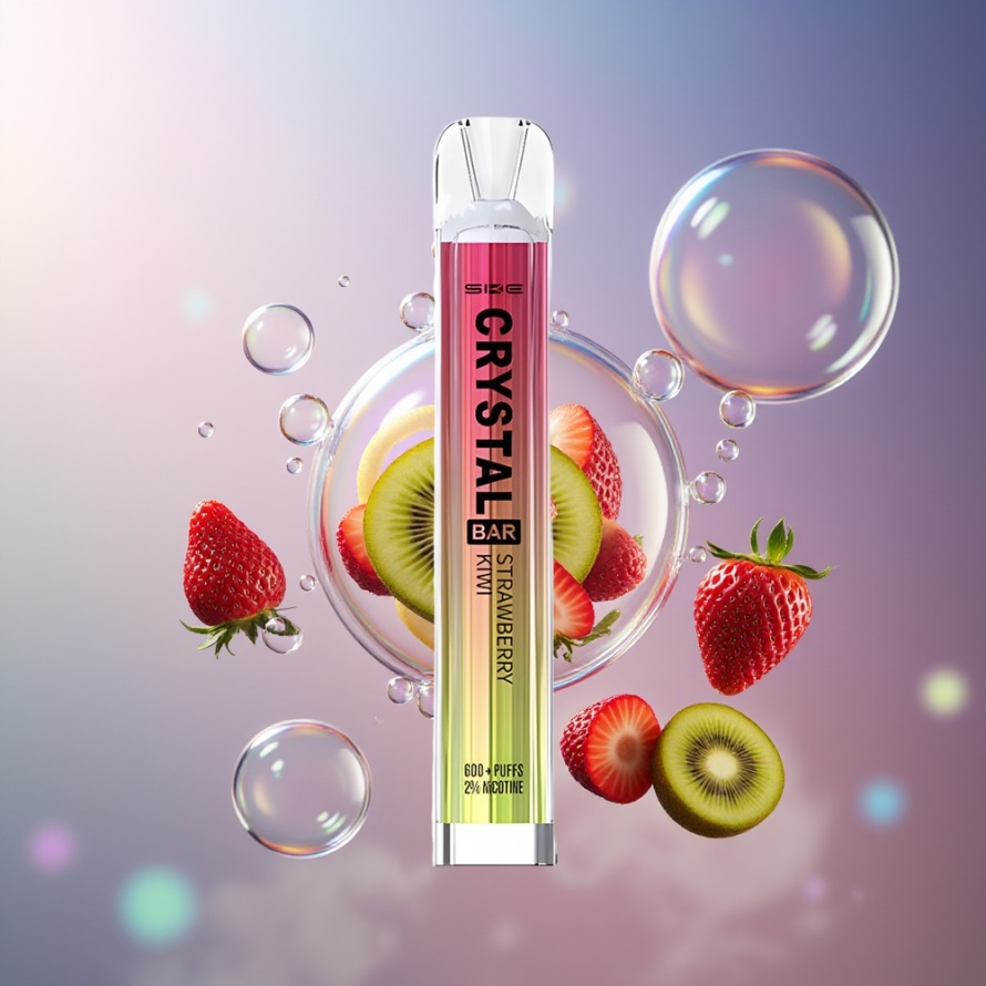 SKE Crystal BAR 600 Engångs Vape Jordgubb Kiwi 2ml 600 Puff svensk grossist