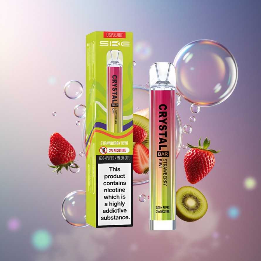 SKE Crystal BAR 600 Engångs Vape Jordgubb Kiwi 2ml 600 Puff svensk grossist