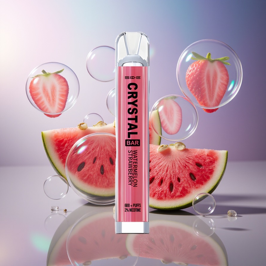 SKE Crystal BAR 600 Engångs Vape Vattenmelon Jordgubb 600 Puffar 2ml Svensk Grossist