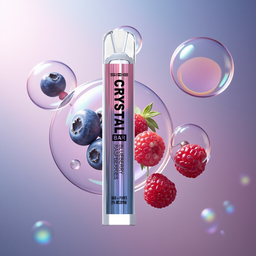 SKE Crystal Bar 600 Engångs Vape Blåbär Hallon 2ml 600 Puff svensk grossist