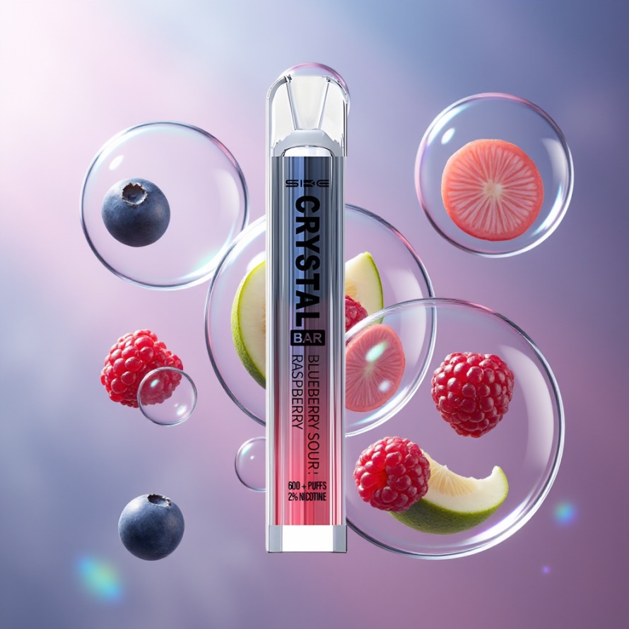 SKE Crystal Bar 600 Engångs Vape Blåbär Sur Hallon – 2ml E-liquid, 600 Puffs, 2% Nikotin, svensk grossist