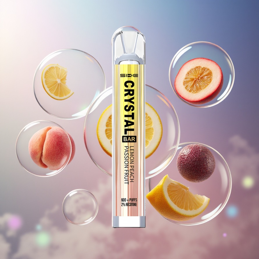 SKE Crystal Bar 600 Engångs Vape Citron Persika Passionsfrukt 2ml 600 puffar svensk grossist