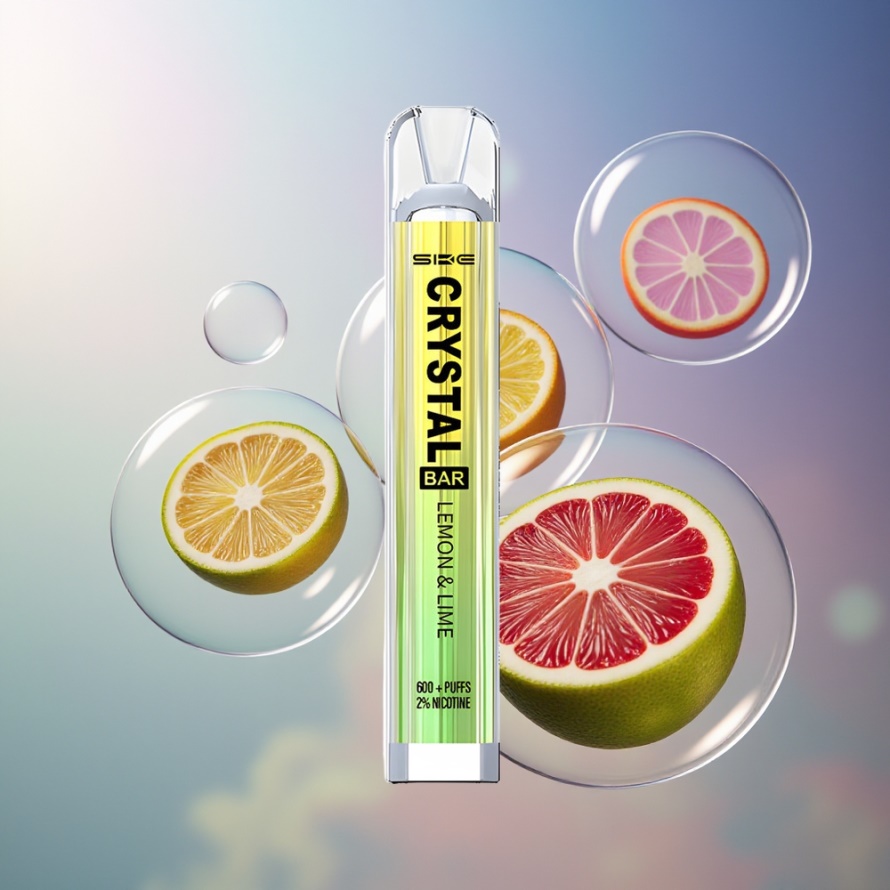 SKE Crystal Bar 600 Engångs Vape Citron och Lime – 2% Nikotin, 600 Puffar, 500mAh – Svensk Grossist