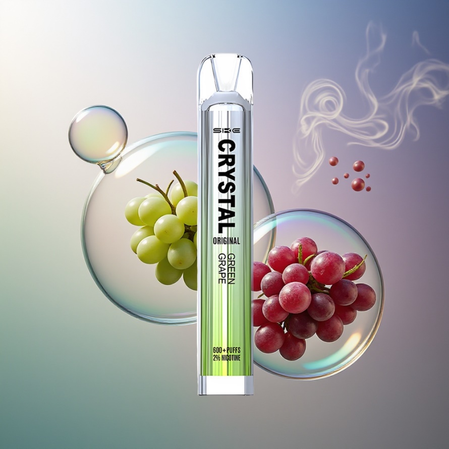 SKE Crystal Bar 600 Engångs Vape Grön Druva – 2ml, 600 puff, 500mAh – svensk grossist