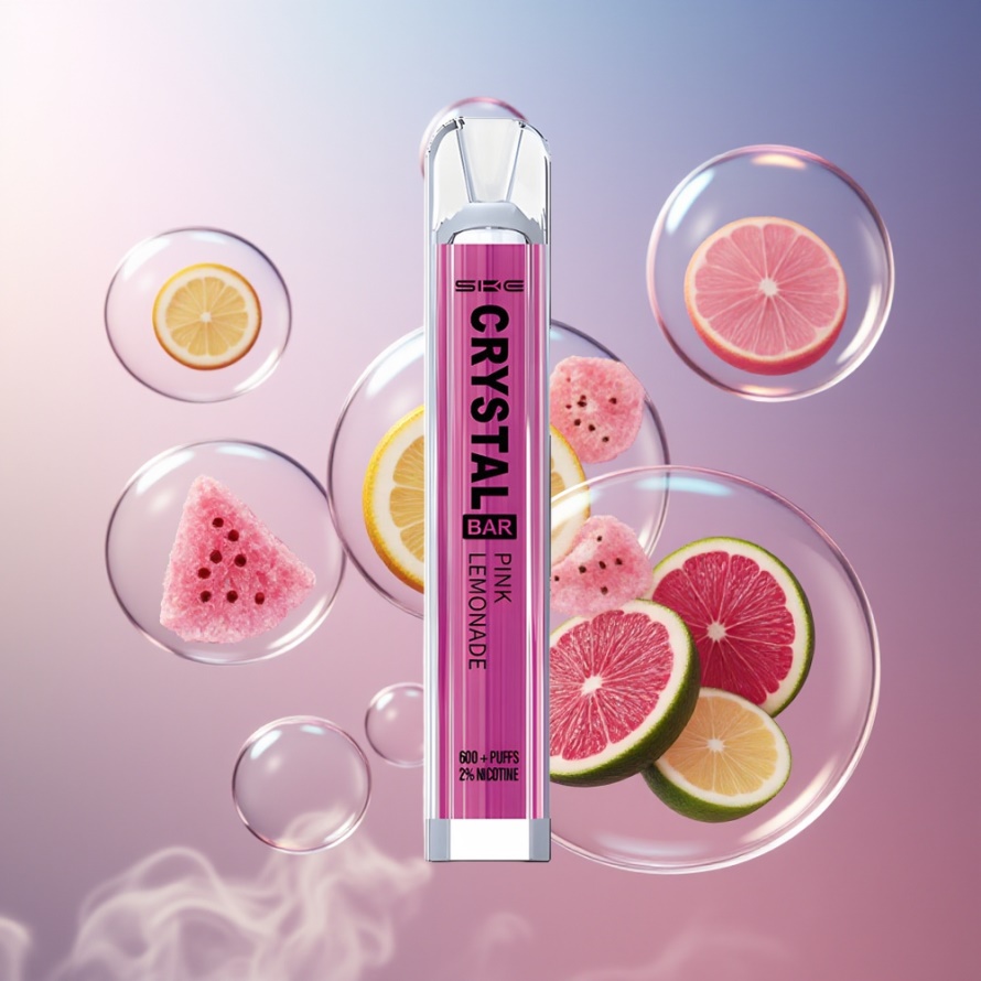SKE Crystal Bar 600 Engångs Vape Rosa Citron (0% Nikotin, 600 Puffar, 500mAh) svensk grossist