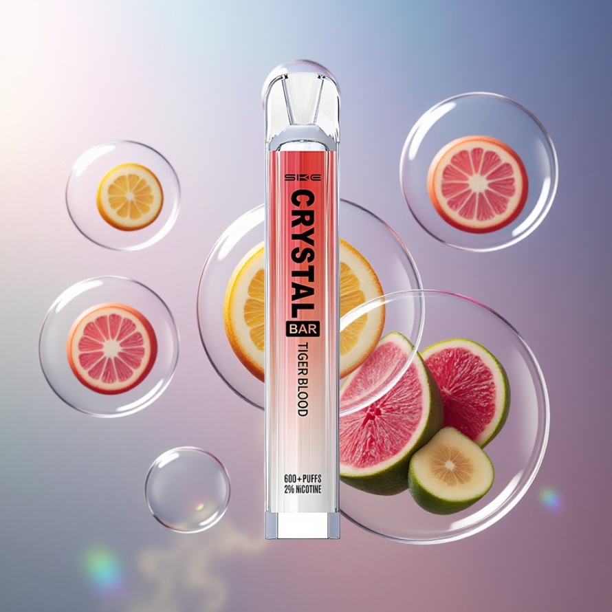 SKE Crystal Bar 600 Engångs Vape Tigerblod – Svensk Grossist – 2ml, 600 Puffar, 500mAh Battery