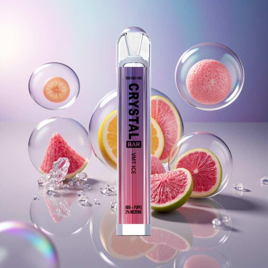 SKE Crystal Bar 600 Engångs Vape VMT Is – Svensk Grossist – 2ml E-vätska, 600 puffar, 2% nikotin, Mesh Coil