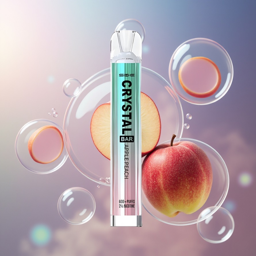 SKE Crystal Bar 600 Engångs Vape Äpple Persika – 2ml E-vätska, 600 puffar, svensk grossist