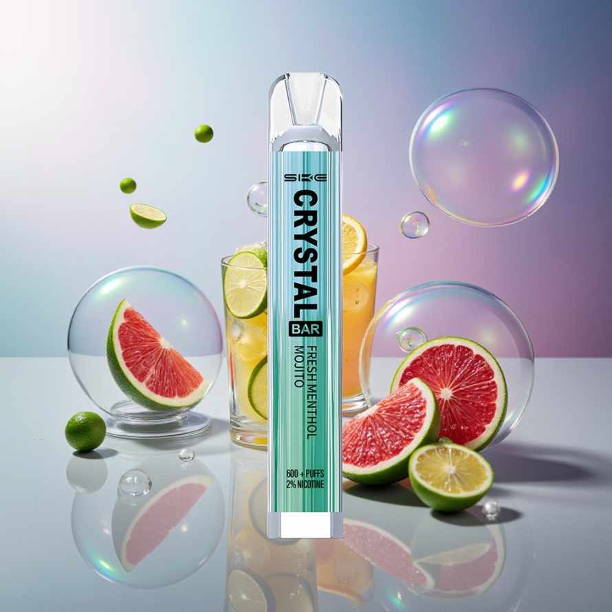 SKE Crystal Bar 600 Svensk Grossist Engångs Vape Frisk Mynta Mojito 2ml 600 Puffar 2% Nikotin 500mAh
