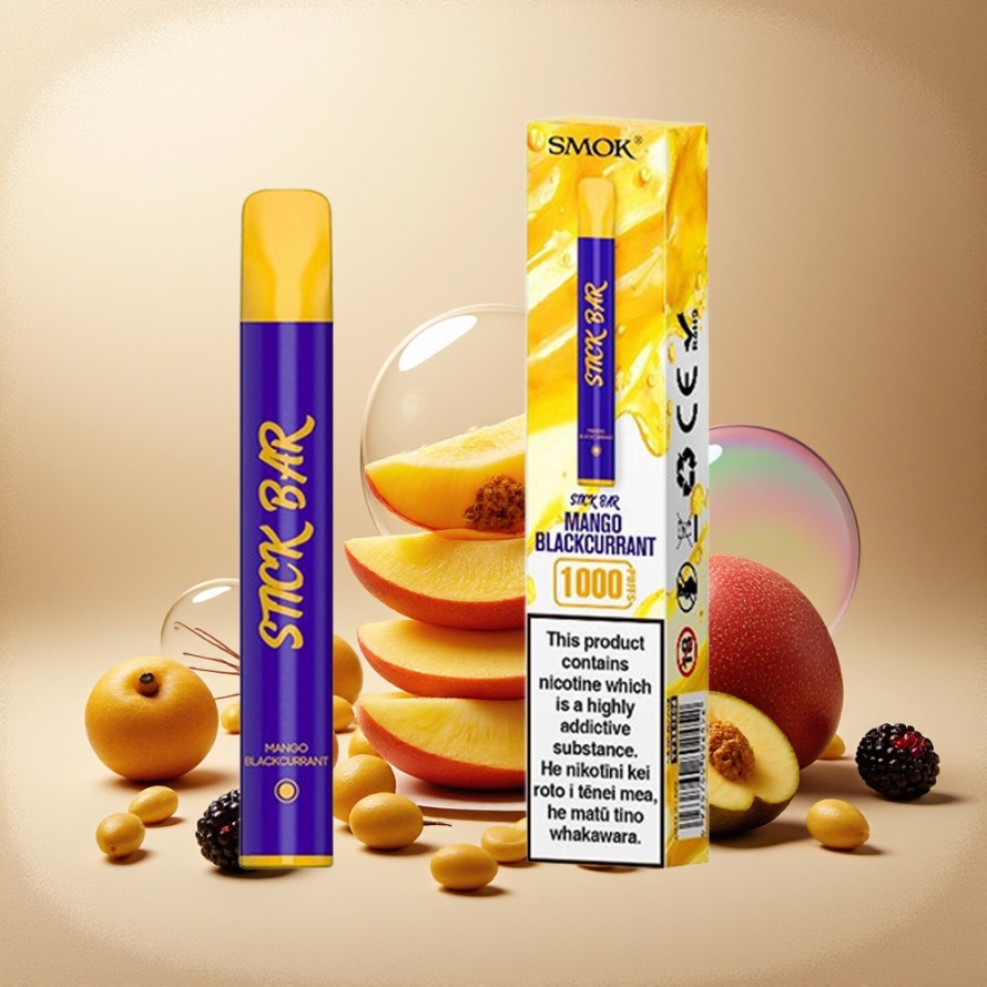 SMOK Stick Bar 1000 Puffs Engångsvejp Mango Svartvinbär 14 102mm 550mAh 3.6V 1.6 Ohm Rostfritt Stål Svensk Grossist