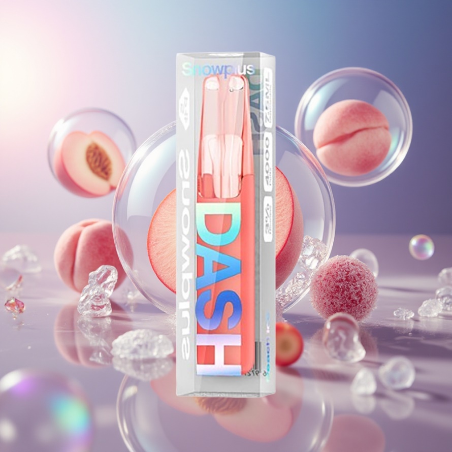 Snowplus Dash 4000 Puffs Engångsdevice Persika Is (Ceramic, 530 mAh, 7.5 ml) svensk grossist