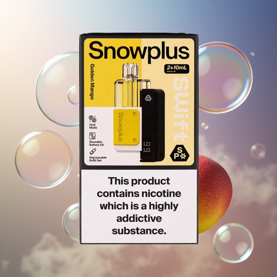 Snowplus Swift 5000 Puffs Färdigfylld Pod Kit Gul Mango 1000 mAh Dual Mesh svensk grossist
