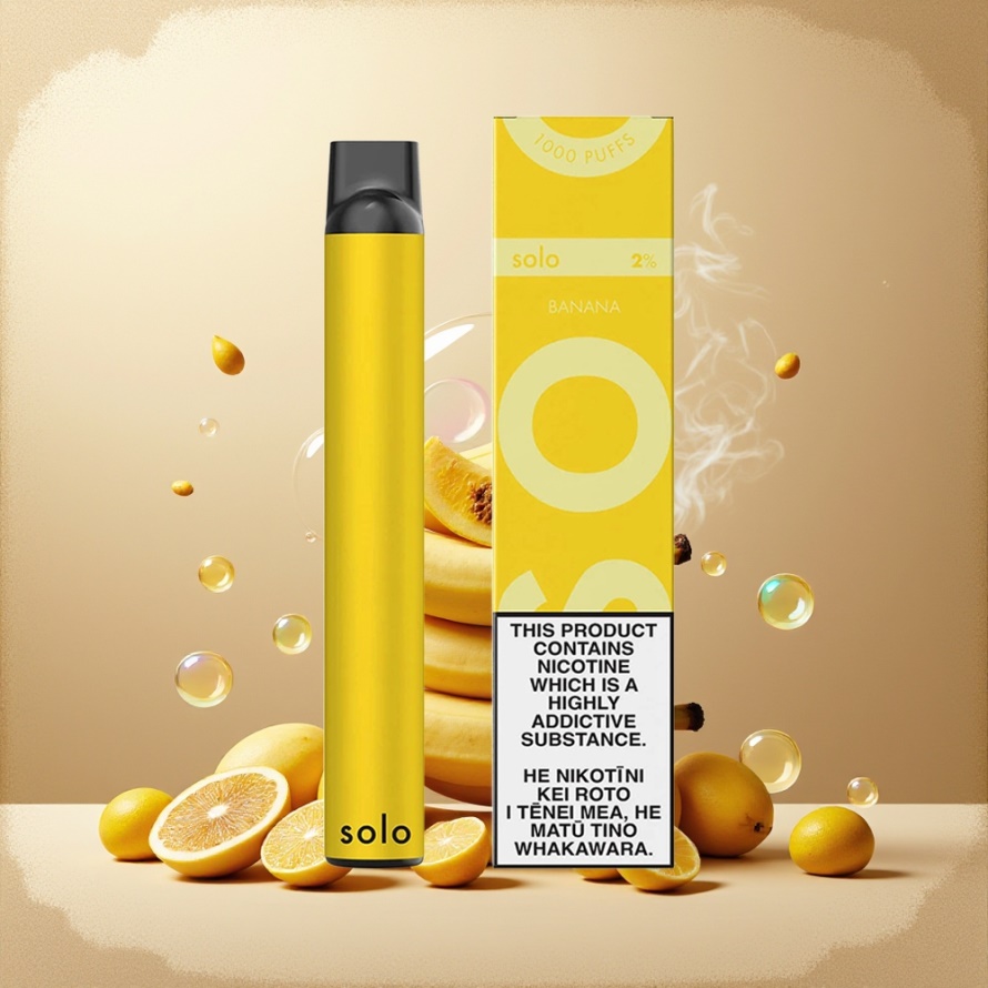 Solo 1000 Puffs Engångs Vape Banan 3.5ml Mesh Coil svensk grossist