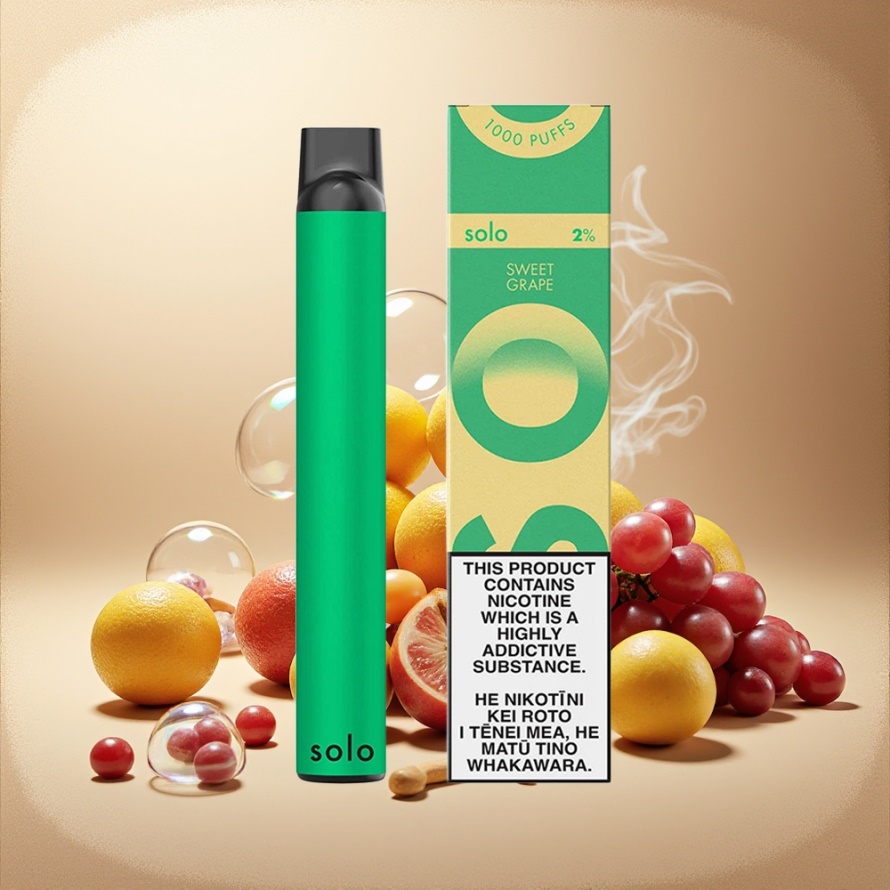 Solo 1000 Puffs Engångs Vape Söt Druva Mesh Coil 3.5ml svensk grossist