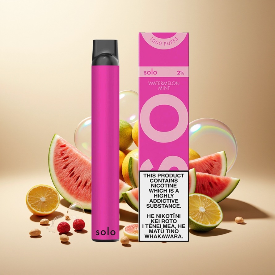 Solo 1000 Puffs Engångs Vape Vattenmelon Mynta Svensk Grossist Mesh Coil 550mAh