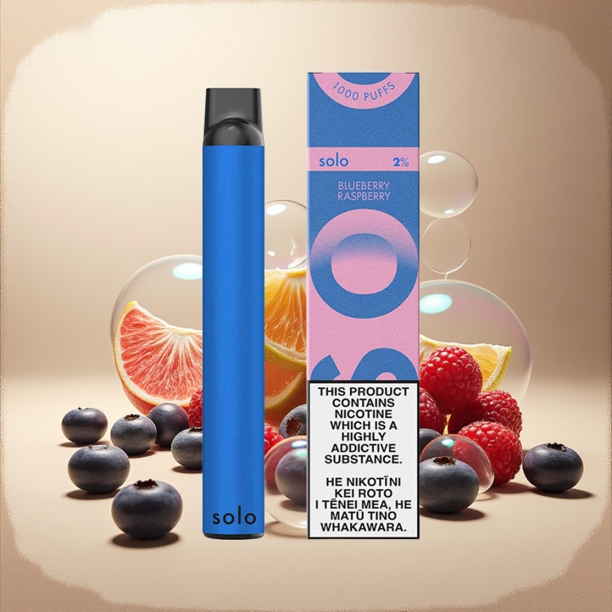 Solo 1000 Puffs Mesh 550mAh Engångs Vape Blåbär Hallon svensk grossist