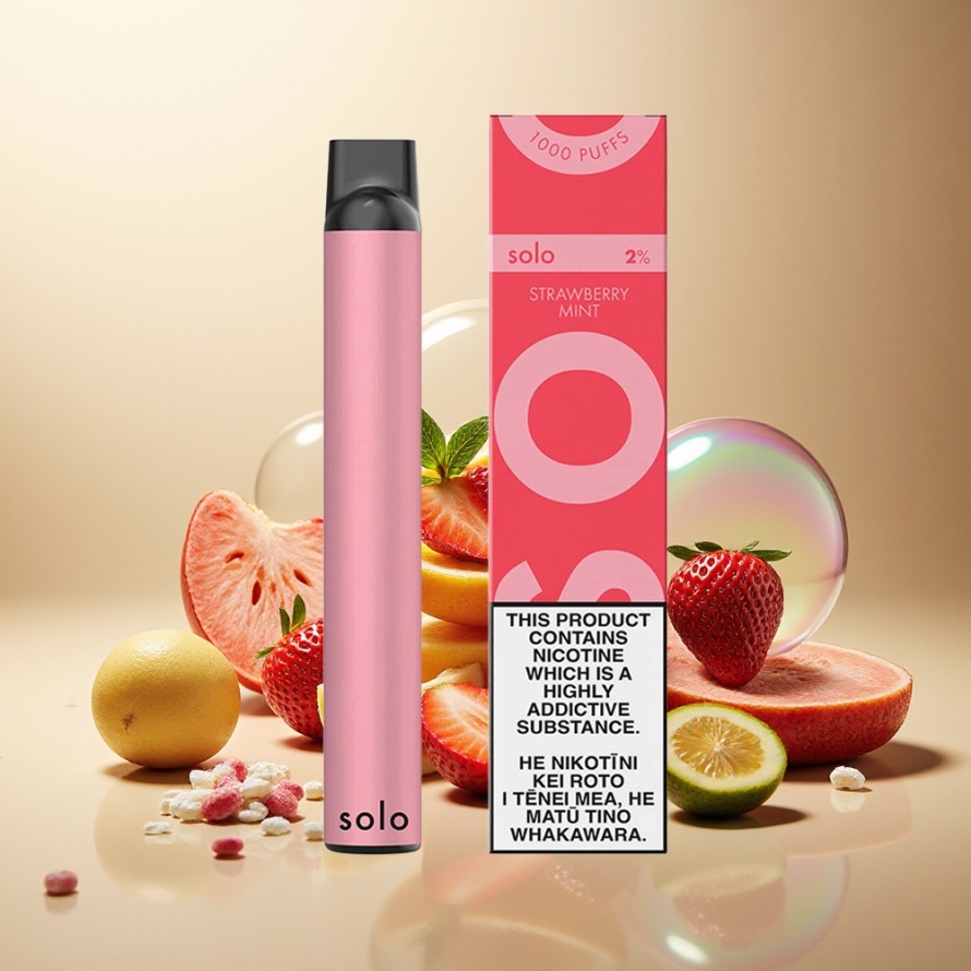 Solo 1000 Puffs Mesh 550mAh Engångsvape Jordgubb Mynta Svensk Grossist