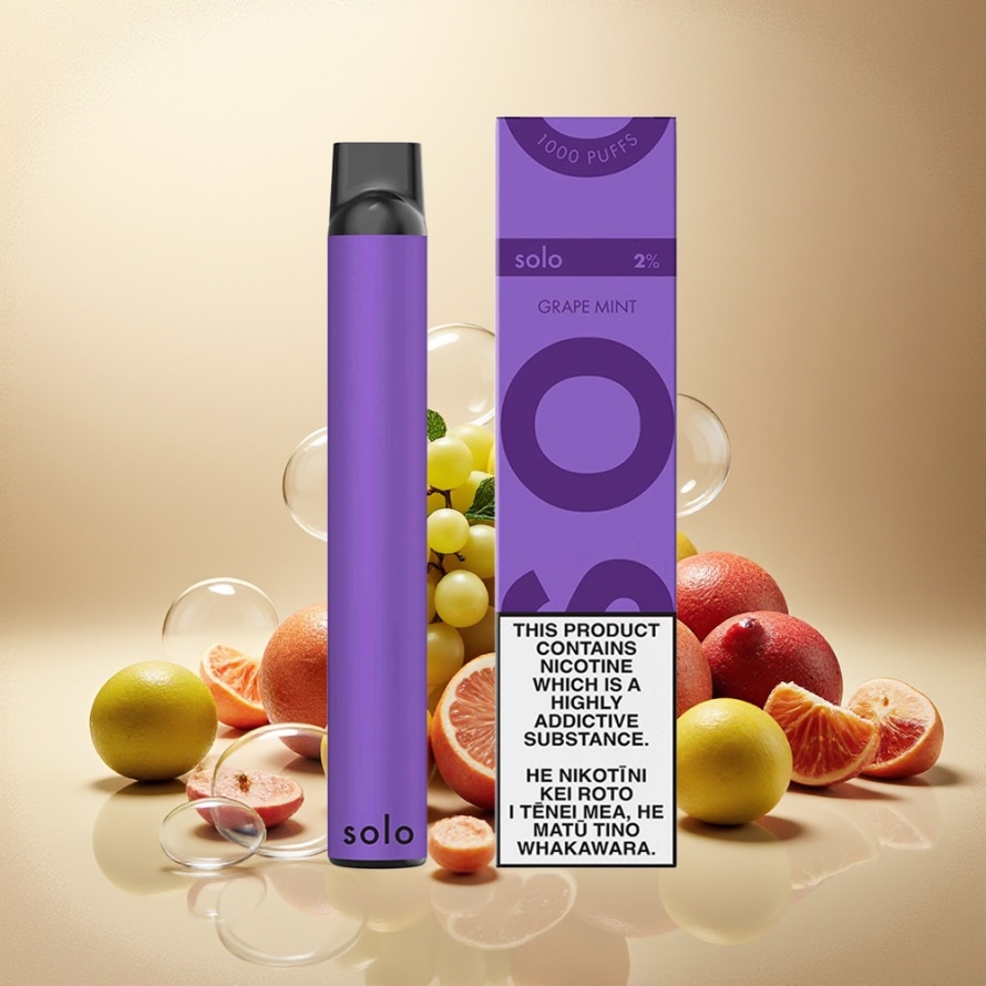 Solo 1000 Puffs Mesh Engångs Vape Druva Mynta 3.5ml 550mAh svensk grossist
