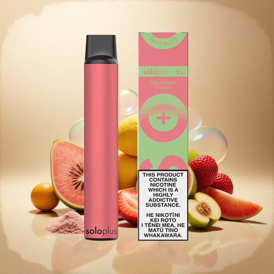 Solo Plus 2800 Puffs Engångs Vape Jordgubb Guava 6.5ml Mesh Coil svensk grossist