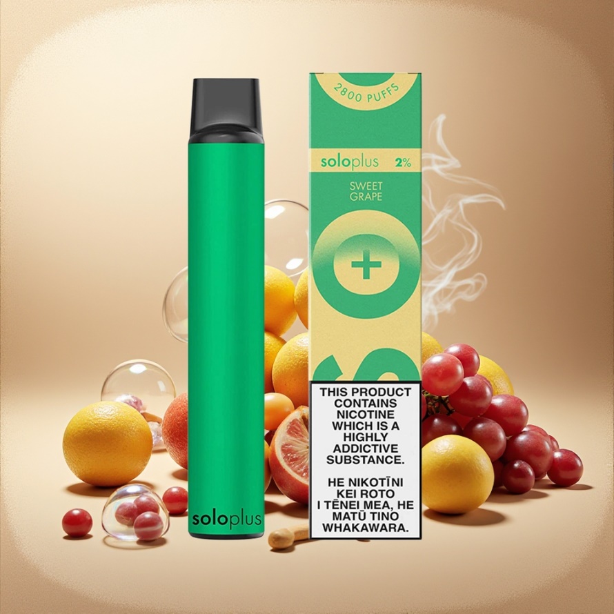 Solo Plus 2800 Puffs Engångs Vape Söt Druva Svensk Grossist Mesh Coil 6.5ml 950mAh