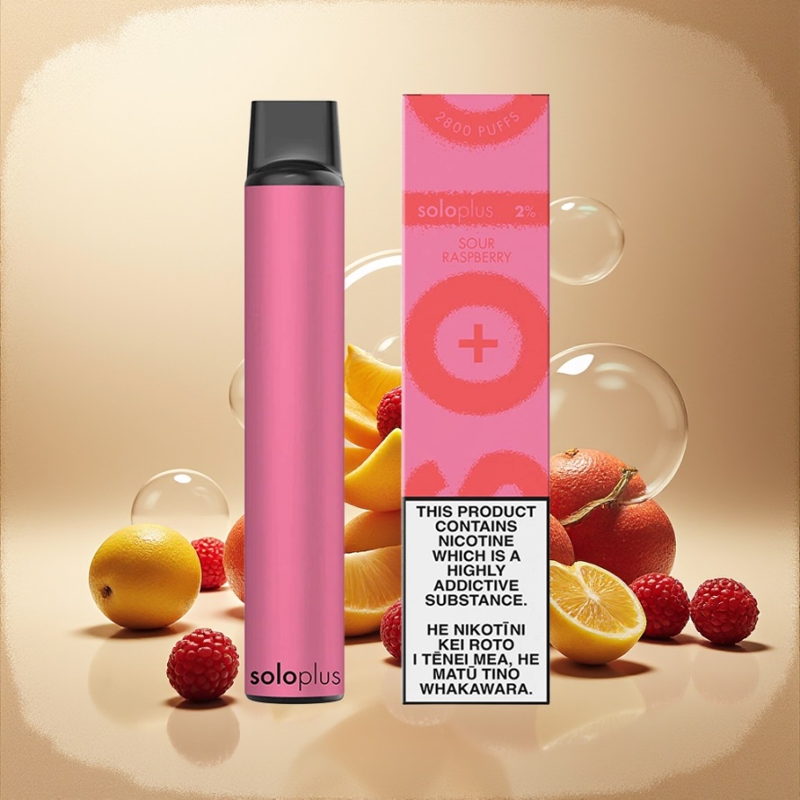 Solo Plus 2800 Puffs Engångs Vape Sur Hallon svensk grossist Mesh Coil 6.5ml 950mAh
