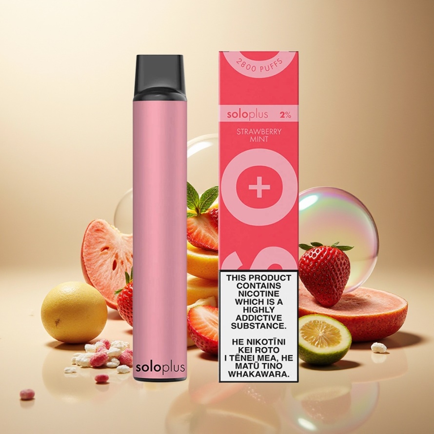 Solo Plus 2800 Puffs Engångsvape Jordgubb Mynta Mesh Coil 6.5ml svensk grossist