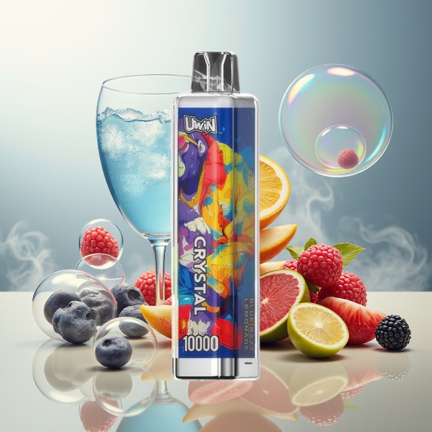 Uwin Crystal 10000 Puffs Engångs Vape Blå Hallon Lemonad med RGB-ljus – Svensk Grossist