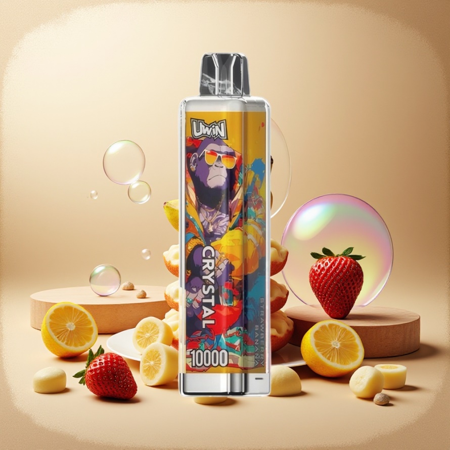 Uwin Crystal 10000 Puffs Engångs Vape Jordgubb Banan med RGB-ljus – Svensk Grossist