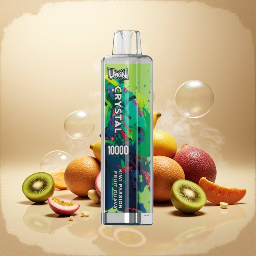 Uwin Crystal 10000 Puffs Engångs Vape Kiwi Passionsfrukt Guava med RGB-ljus – Svensk Grossist