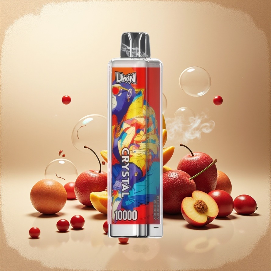 Uwin Crystal 10000 Puffs Svensk Grossist Engångs E-cigaretter Körsbär Bär RGB Ljus 18ml