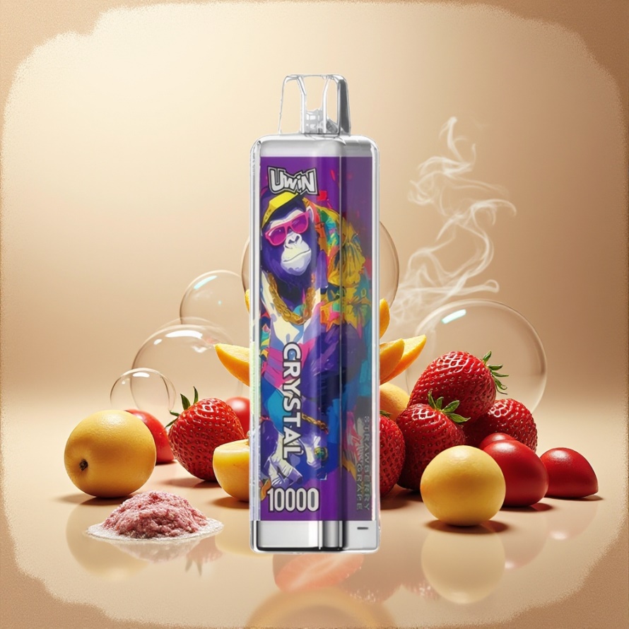 Uwin Crystal 10000 Puffs Svensk Grossist Engångs Vape Jordgubb Druva RGB Belysning