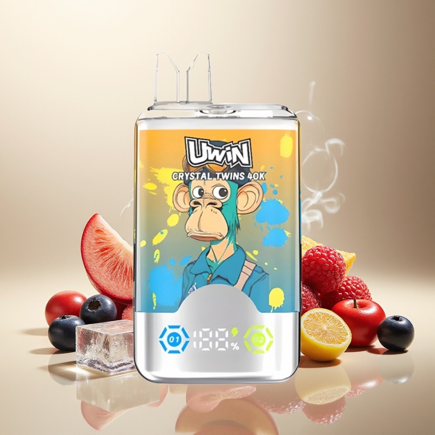 Uwin Crystal Twins 40000 Puffs Svensk Grossist Engångs Vape Blåbär Hallon Körsbär Is med 32ml E-vätska & 850mAh Batteri