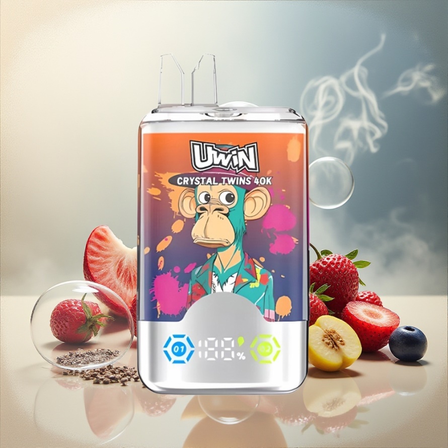 Uwin Crystal Twins 40000 Puffs Svensk Grossist Engångs Vape Hallon Jordgubb Körsbär Mr Blå 32ml Typ-C 850mAh
