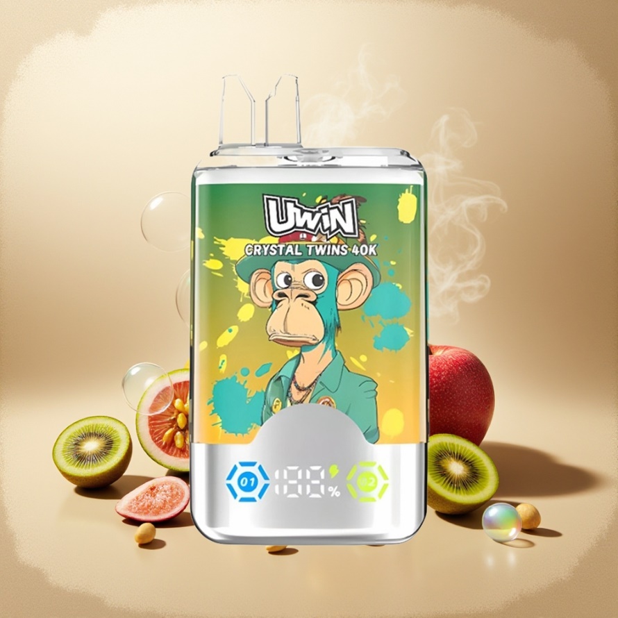 Uwin Crystal Twins 40000 Puffs Svensk Grossist Engångs Vape Kiwi Passionsfrukt Guava Två Äpple 32ml 850mAh Type-C