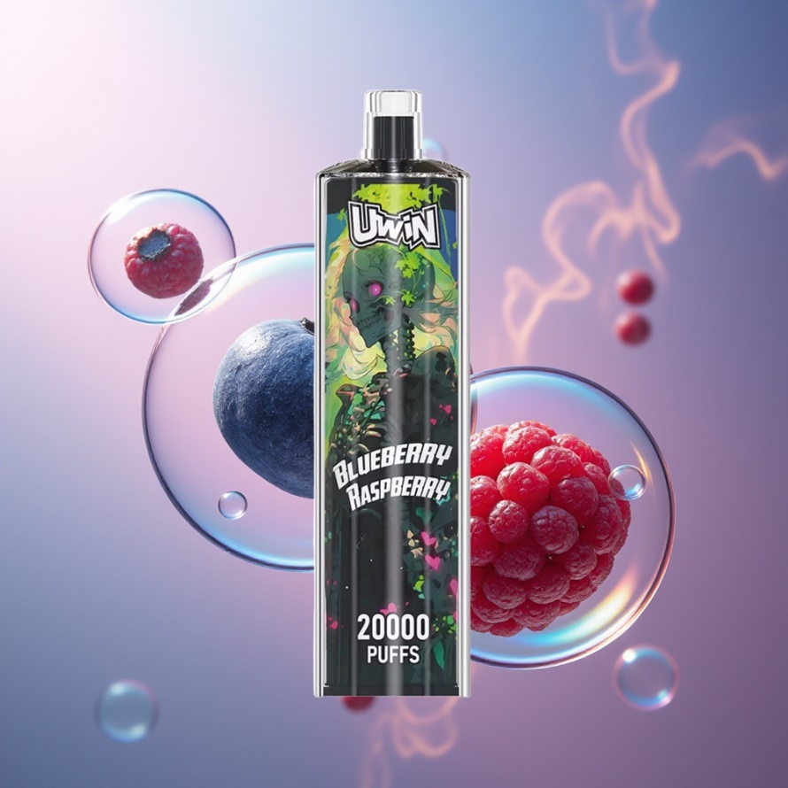 Uwin Shisha Hookah Crystal 20000 Puffs Blåbär Hallon svensk grossist 0% Nikotin 22ml Type-C Mesh Coil