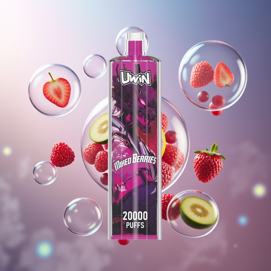 Uwin Shisha Hookah Crystal 20000 Puffs Blandade Bär Svensk Grossist 0% Nikotin 22ml Typ-C Mesh Coil DTL