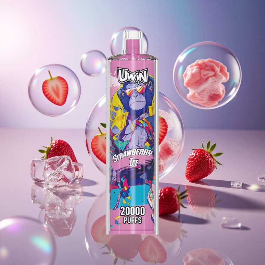 Uwin Shisha Hookah Crystal 20000 Puffs Jordgubb Is svensk grossist Mesh Coil Type-C 650mAh